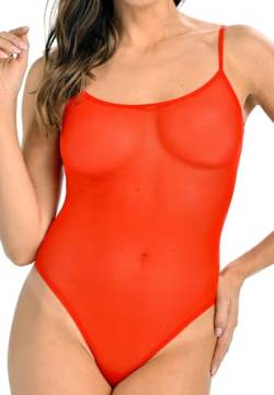 Teyli Bodysuit Women Damen Body Elegant - Mesh Top Body Damen - Body Damen Bodysuit Women Rot L von Teyli