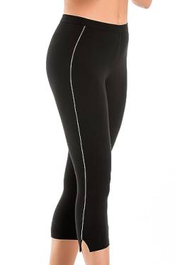 Teyli Damen 3/4 Baumwolle Hohe Taille Leggings Athletico Schwarz M von Teyli