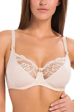 Teyli Damen BH - Minimizer BH Bügel - Baumwolle BH - BH Grosse Grössen - BH Große Brüste - Komfort Starker Halt BH - Damen Bügel Minimizer - Damen BHS Frauen Bra Beige 70F von Teyli