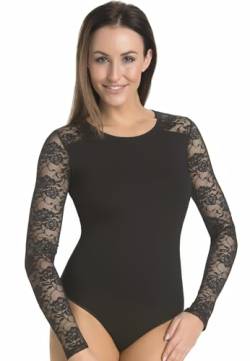 Teyli Damen Langarm Body mit Spitze Darotte Schwarz XS von Teyli