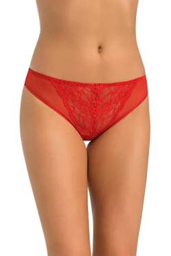 Teyli Damen Slip Mesh Unterhosen mit Spitze Rot XL von Teyli