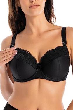 Teyli Damen Still BH - BH Bügel - BH Grosse Grössen Umstandskleidung mit Spitze - Still BH Große Brüste - Damen-BHS Stillen - Frauen Bra Schwarz 65J von Teyli