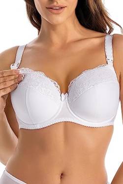 Teyli Damen Still BH - BH Bügel - BH Grosse Grössen Umstandskleidung mit Spitze - Still BH Große Brüste - Damen-BHS Stillen - Frauen Bra Weiß 100G von Teyli