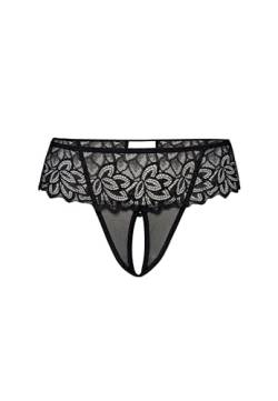 Teyli Damen Tanga String aus Spitze - String Tanga Damen String Damen - String Tanga Damen Dessous - Strings Damen Schwarz S/M von Teyli