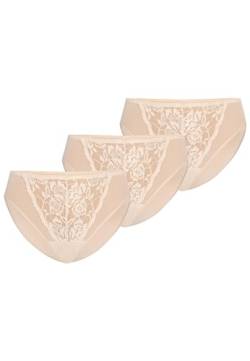 Teyli Dreierpack Unterwäsche Frauen Pantys Damen - Spitze Slips Damen-Unterhosen Damen Unterwäsche - Frauen Unterwäsche Pantys Damen Slips aus Transparentem Netz Beige S von Teyli