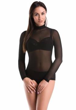 Teyli Mesh Body Damen Mesh Body Transparent Damen - Netzstoff Oberteil Damen Transparent Body Mesh - Netzoberteile Body Langarm Damen Durchsichtig 3XL von Teyli