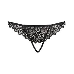 Teyli Ouvert Reizwäsche - Tanga Damen Sexy Spitze - Spitzen Unterwäsche Frauen - Panty Damen - Damen-Unterwäsche Schwarz S/M von Teyli