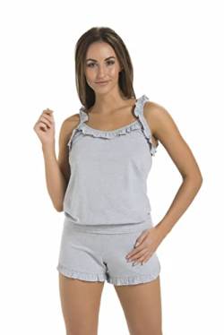 Teyli Sommer-Pyjama-Set Damen Kurz - Schlafshorts und Top - Bequem & Stilvoll - Schlafanzug Damen Kurz - Pyjama Damen Kurz - Atmungsaktive Viskose - Verschiedene Größen & Farben Grau M von Teyli