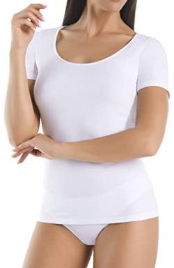 Teyli Unterhemden Damen Baumwolle - Damen Unterhemden mit Kurzen Ärmeln - Baumwoll Unterhemden Damen-Unterhemden - Unterhemd Damen Baumwolle Unterhemd Frauen Weiß M von Teyli