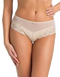 Teyli Unterwäsche Frauen Pantys Damen mit Mesh-Shorts - Slips Damen-Unterhosen Damen Unterwäsche Nahtlos - Frauen Unterwäsche Pantys Damen Slips Beige S von Teyli