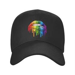 Baseball Cap Snapback Sonnenhut Punk Rainbow Lips Pride LGBT Baseball Cap Damen Herren Atmungsaktiv Homosexuell Lesben Papa Hut Sonnenschutz Snapback Caps Sonnenhüte Hip Hop Geburtstagsgeschenk von TeysHa