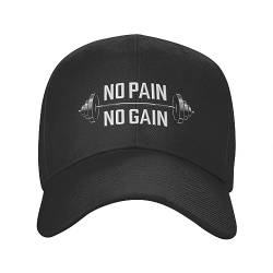 Baseballkappe Hip-Hop Sonnenhut No Pain No Gain Gym Motivationszitat Baseballkappe für Erwachsene Bodybuilding Workout verstellbar Papa-Mütze Sporthüte Snapback-Kappen Snapback von TeysHa