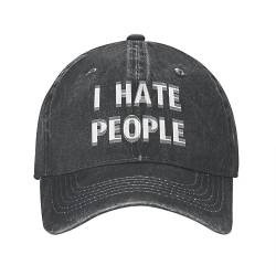 Baseballkappe Snapback Sonnenhut „I Hate People“ Introvertierte Kappe Baseballkappen Hip-Hop sarkastisch einsam Autismus soziale Angst Hut waschbar Outdoor-Hut von TeysHa