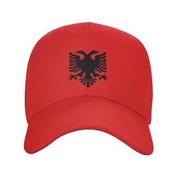 Baseballkappe Snapback Sonnenhut Flagge von Albanien Adler Baseballkappe Damen und Herren atmungsaktiv albanische Stolz Papa-Mütze Sport-Sonnenhüte Hip-Hop Geburtstagsgeschenk von TeysHa