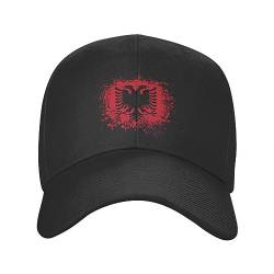 Baseballkappe Snapback Sonnenhut Retro-Baseballmütze mit Albanien-Flagge für Damen und Herren personalisierbar verstellbar für Erwachsene albanischer Adler Papa-Hut Frühlings-Snapback Sommerhüte von TeysHa