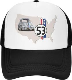 TeysHa Baseballkappe Snapback Sonnenhut individuelles Herbie 53 Classic Racing Car-Logo Baseballkappe für Männer und Frauen atmungsaktive Trucker-Mütze Outdoor-Snapback-Kappen Sonnenhüte Geschenk von TeysHa