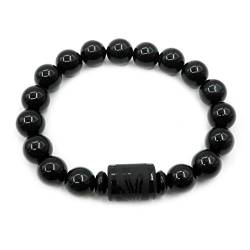 12mm natürliche echte schwarze Obsidian Armband tibetische elastische Stretch Perlen Armband für Männer von Thajaling