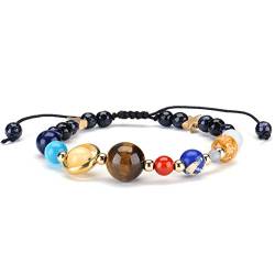 Einstellbare Galaxy Sonnensystem Steinperlen geflochtenes Armband Universum neun Planeten Sterne elastische Energie Perlen Unisex Armbänder Armreifen von Thajaling