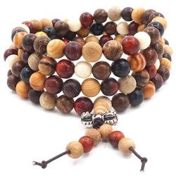 Elastisches Holz Armband mit 108 Perlen, Buddhistische Tibetische Gebetskette, Buddha Mala Halskette für Yoga & Meditation von Thajaling