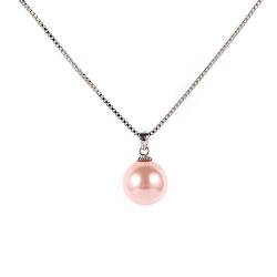Thajaling 10mm Süßwasser kultivierte rosa Perle Anhänger Silber Halskette Geschenk für Frauen Mädchen von Thajaling