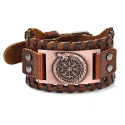Thajaling Runen Kompass Armband, Handgefertigtes Lederarmband, nordisches Wikinger Armband für Herren (Braun) von Thajaling