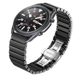 The 5 Shop Keramik Uhr Armband 20mm 22mm Ersatzband schwarz Damen Herren Edelstahl Metall keramisches Uhrenband für Samsung Amazfit Huawei Garmin Smartwatch (20mm) von The 5 Shop