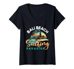 Damen Surf-Paradies T-Shirt mit V-Ausschnitt von The Aqua Cottage