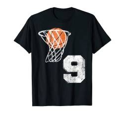 Vintage Basketball Trikot Nummer 9 T-Shirt Spielernummer T-Shirt von The Basketball Jersey Number Shirts