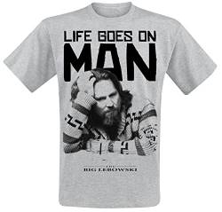 The Big Lebowski Life Goes On Man Männer T-Shirt grau meliert M von The Big Lebowski