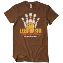 The Big Lebowski Offizielles Lizenzprodukt Lebowski Bowling Team Herren-T-Shirt (Braun), Medium von The Big Lebowski
