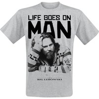The Big Lebowski T-Shirt - Life Goes On Man - S bis XXL - für Männer - Größe S - grau meliert  - Lizenzierter Fanartikel von The Big Lebowski