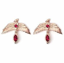 Harry Potter Sterling Silber Rose Gold Plated Fawkes Ohrringe mit Kristallen, Sterling Silber von The Carat Shop