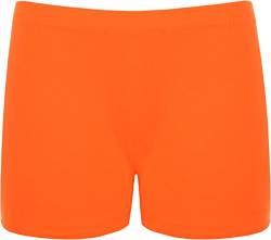 The Celebrity Fashion Damen Gym Yoga Shorts Plain Cycle Sport Fitness Stretch Hot Pants Mini Shorts Gr. 38-40, Neon Orange - Disco Shiny Shorts Gymnastikhose von The Celebrity Fashion