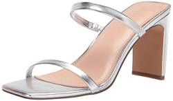 The Drop Avery Square Toe Two Strap High Heeled Sandalen mit Absatz, Silber, 40.5 EU von The Drop