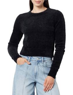 The Drop Cropped-Pullover für Damen, Juliana Fransengarn, Schwarz, L von The Drop