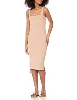 The Drop Damen Amelia Midi-Trägerkleid, enganliegend, gerader Ausschnitt, Praline, L von The Drop