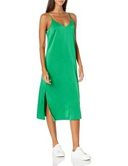 The Drop Damen Ana Midi-Kleid, V-Ausschnitt, seidiger Slip-Dress-Stil, Smaragdgrün, S von The Drop