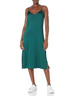 The Drop Damen Ana Silky Midi-Slip-Kleid mit V-Ausschnitt, Trek Green, M von The Drop