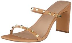 The Drop Damen Avery Square Toe Two Strap High Heeled Sandalen - Doe Tan Studded - Gr. 36 EU von The Drop