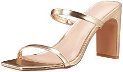 The Drop Damen Avery Square Toe Two Strap High Heeled Sandalen - Gold - Gr. 37 EU von The Drop