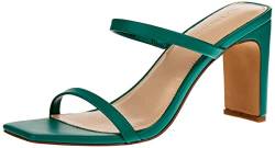 The Drop Damen Avery Square Toe Two Strap High Heeled Sandalen - Ultramaringrün - Gr. 37.5 EU von The Drop