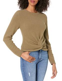 The Drop Damen Eloise Crop-Pullover, langärmlig, bequem, mit Twist-Detail vorn, Capers Olive, XL von The Drop