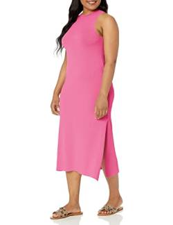 The Drop Damen Gabriela Maxikleid mit hohem Halsausschnitt, A-Linie, Seitenschlitz, Rosa., Medium von The Drop