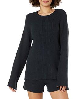 The Drop Damen Gerippter Pullover mit Rundhalsausschnitt und Rückenschlitz (in Übergröße erhältlich), Schwarz, 3XL Große Größen von The Drop