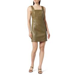 The Drop Damen Hank Minikleid aus veganem Leder mit quadratischem Ausschnitt, Kapern Olive, M von The Drop