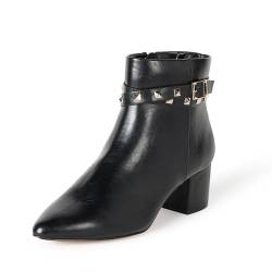 The Drop Damen Jessi Stiefel mit Blockabsatz und seitlichem Reißverschluss, Schwarz mit Nieten, 38.5 von The Drop