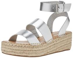 The Drop Damen Listilla Flatform-espadrilles mit Knöchelriemen, Silber, 40.5 von The Drop