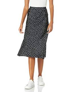 The Drop Damen Maya Rock, seidiger Slip-Skirt-Stil, Weiß/Schwarz gepunktet, L von The Drop