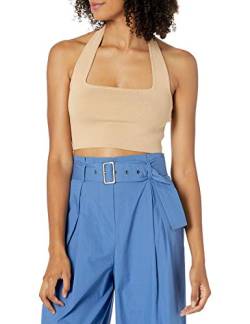 The Drop Damen Neckholder-Bralette Greta, enganliegend, rechteckiger Schnitt, Beige, L von The Drop