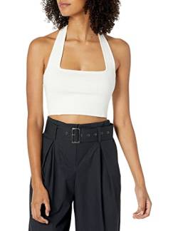 The Drop Damen Neckholder-Bralette Greta, enganliegend, rechteckiger Schnitt, Elfenbeinweiß, M von The Drop